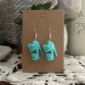 *3 for $20* Light Blue Ruffle Stiletto Sandal Barbie Shoe Earrings